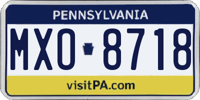 PA license plate MXO8718