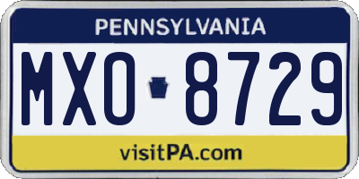 PA license plate MXO8729