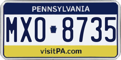 PA license plate MXO8735