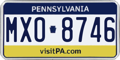 PA license plate MXO8746