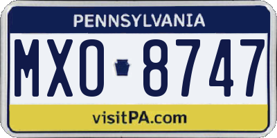 PA license plate MXO8747