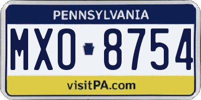 PA license plate MXO8754