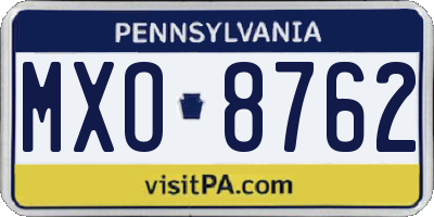 PA license plate MXO8762