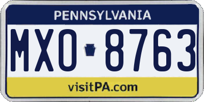 PA license plate MXO8763