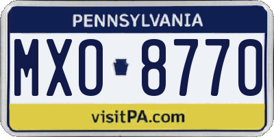 PA license plate MXO8770