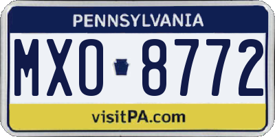 PA license plate MXO8772