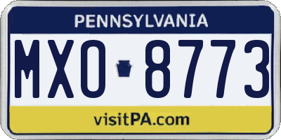 PA license plate MXO8773