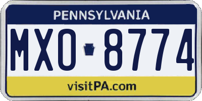 PA license plate MXO8774
