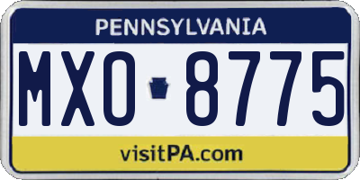 PA license plate MXO8775