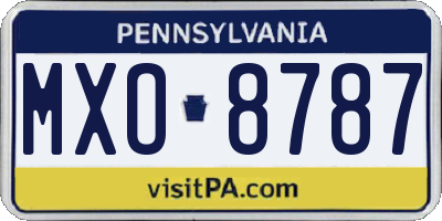PA license plate MXO8787