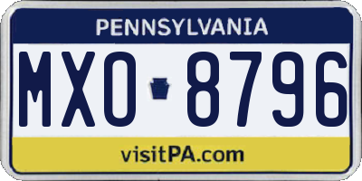 PA license plate MXO8796