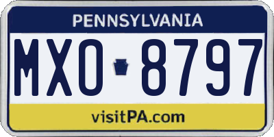 PA license plate MXO8797