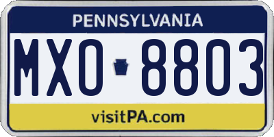 PA license plate MXO8803
