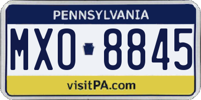 PA license plate MXO8845