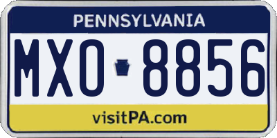 PA license plate MXO8856