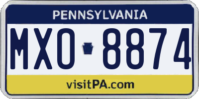 PA license plate MXO8874