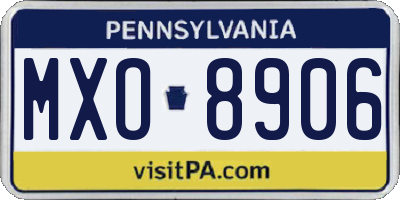 PA license plate MXO8906
