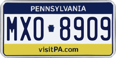 PA license plate MXO8909