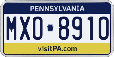 PA license plate MXO8910