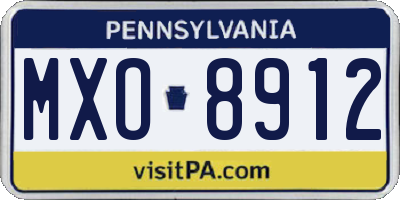 PA license plate MXO8912