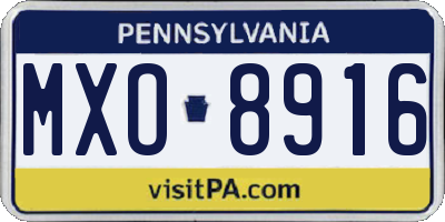 PA license plate MXO8916