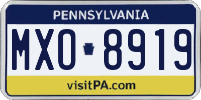 PA license plate MXO8919