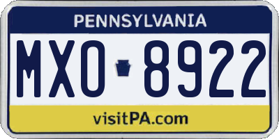 PA license plate MXO8922