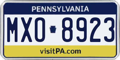 PA license plate MXO8923