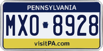 PA license plate MXO8928
