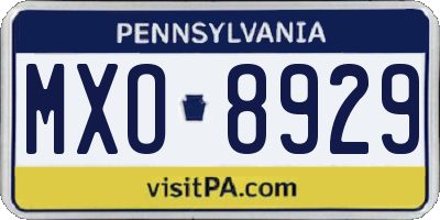PA license plate MXO8929