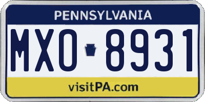 PA license plate MXO8931