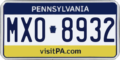 PA license plate MXO8932