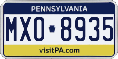 PA license plate MXO8935