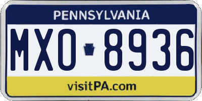 PA license plate MXO8936