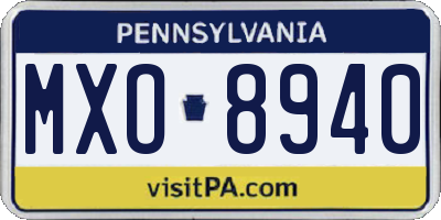 PA license plate MXO8940