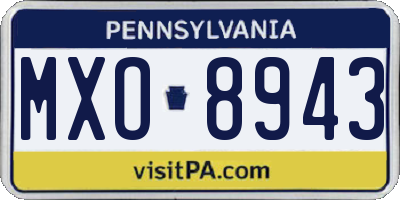 PA license plate MXO8943