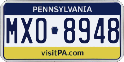 PA license plate MXO8948