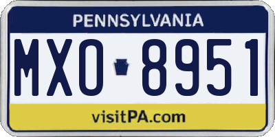 PA license plate MXO8951