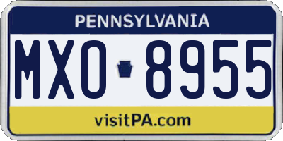 PA license plate MXO8955