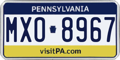 PA license plate MXO8967