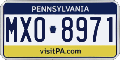 PA license plate MXO8971