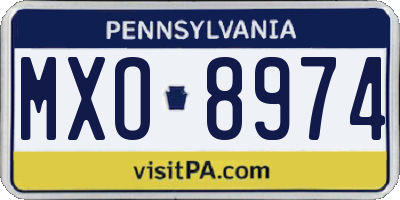 PA license plate MXO8974