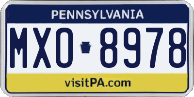 PA license plate MXO8978