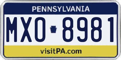PA license plate MXO8981