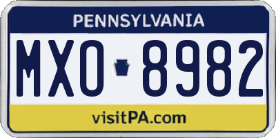 PA license plate MXO8982