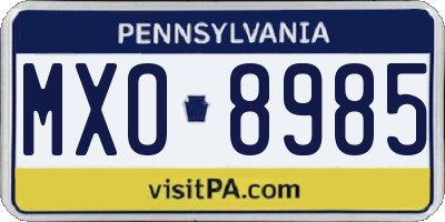 PA license plate MXO8985