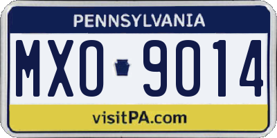 PA license plate MXO9014