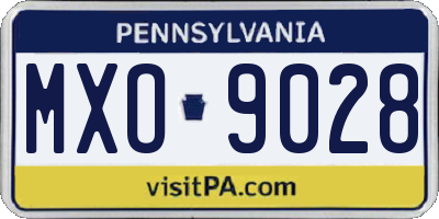 PA license plate MXO9028
