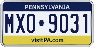 PA license plate MXO9031