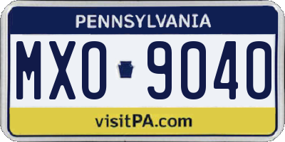 PA license plate MXO9040